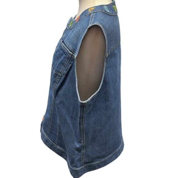 C.J. Banks By Christopher Banks Colorful Embroidered Denim Snap Up Vest Size XL - Picture 4 of 8
